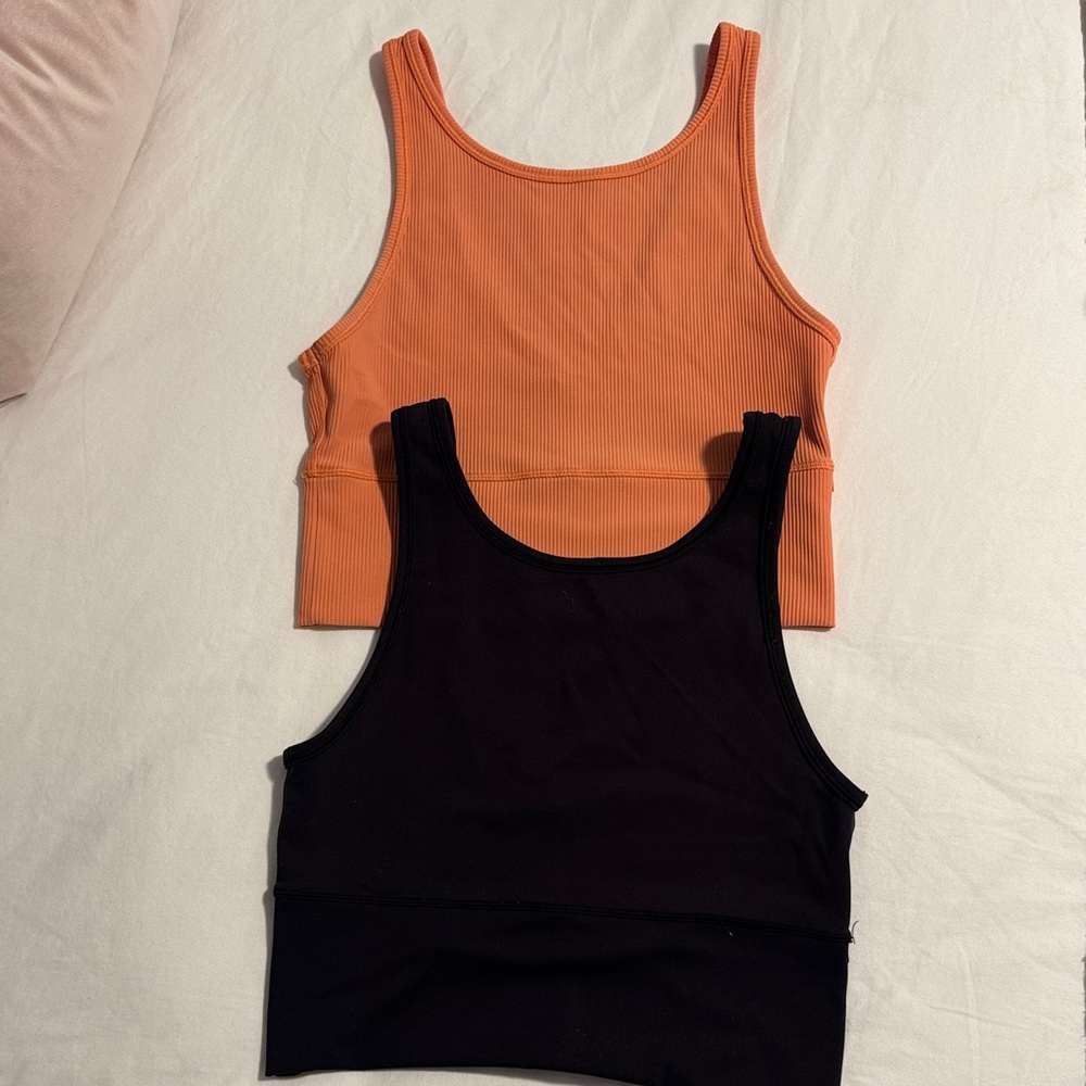 lululemon athletica Ribbed Crop Tanks - Orange & Black